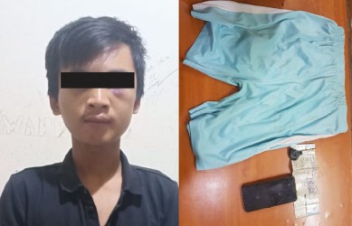 Tersangka TY (18) saat diamankan berikut sejumlah barang bukti yang berhasil disita pihak kepolisian.