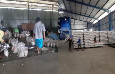 8 ton beras yang siap didistribusikan untuk warga terdampak COVID-19 di Kabupaten Bekasi.