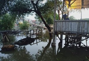 Banjir rob yang menerjang wilayah Desa Pantai Bahagia Kecamatan Muaragembong beberapa waktu lalu.