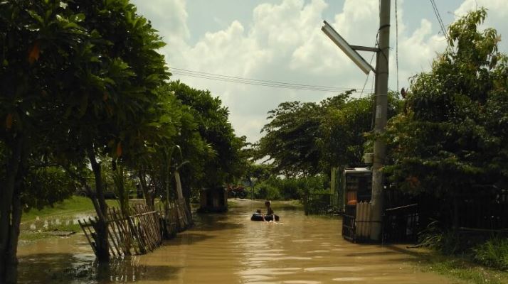 Genangan air di Kp. Turi, Dusun III, Desa Sriamur, Kecamatan Tambun Utara, Senin (04/07) pagi.