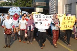 Aksi demonstrasi yangdilakukan buruh PT. Starlink Indonesia (SLI) beberapa waktu lalu, terkait dengan keterlambatan pembayaran gaji oleh perusahaan.