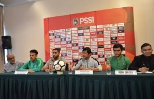 Konferensi pers jelang laga Timnas Indonesia U-19 versus Arab Saudi U-19 di Hotel Grand Zuri Cikarang, Selasa (09/10).