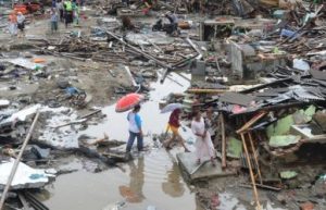 Dampak dari bencana tsunami di Banten.