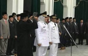 Pelantikan Bupati dan Wakil Bupati Bekasi periode 2017 - 2022, Neneng Hasanah Yasin dan Eka Supria Atmaja.