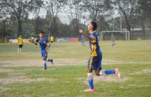 Yasril Rahmadwan saat melakukan selebrasi usai mencetak gol ke gawang Persipu FC di putaran pertama Group A Liga 3 Jawa Barat beberapa waktu lalu.