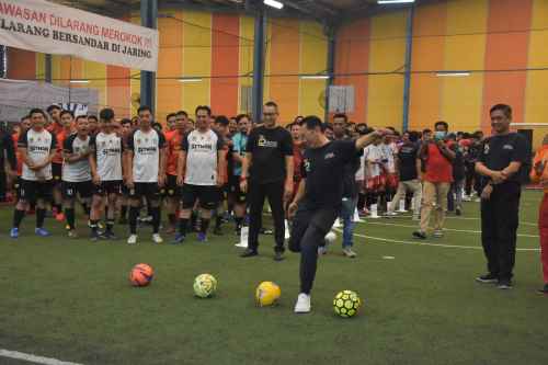 Pembukaan turnamen Futsal Piala Pj Bupati Bekasi digelar dalam rangka rangkaian kegiatan Hari Jadi Kabupaten Bekasi ke-72