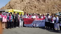 Menjelang Wukuf di Arafah cuaca panas di Arab Saudi hampir 46 derajat celsius. Kemenag Kabupaten Bekasi memastikan para jamaah haji dalam kondisi sehat.