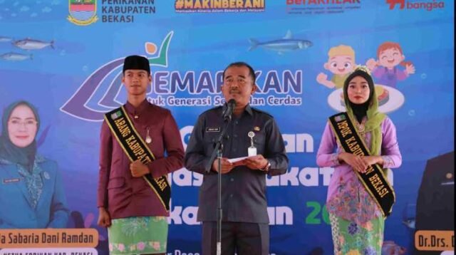 Dinas Perikanan Kabupaten Bekasi menggelar kegiatan Gerakan Memasyarakatkan Makan Ikan (Gemarikan) di Kecamatan Cibarusah, Selasa (07/05).
