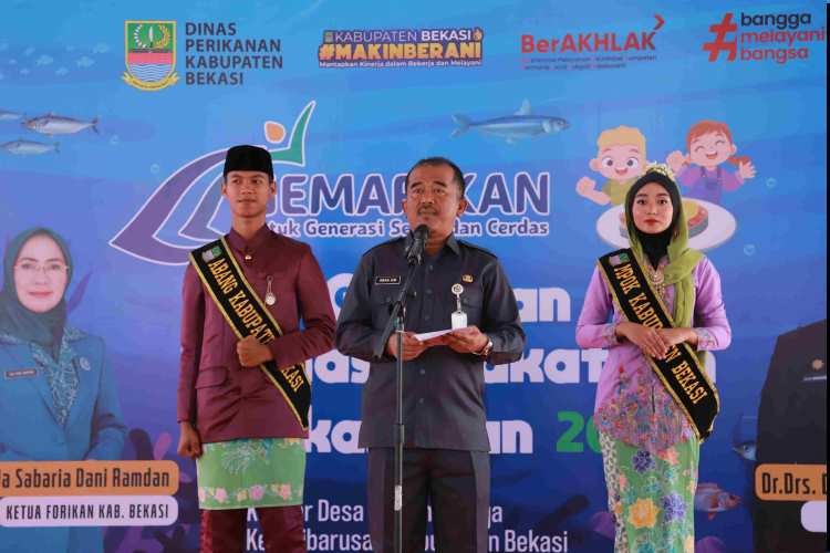 Dinas Perikanan Kabupaten Bekasi menggelar kegiatan Gerakan Memasyarakatkan Makan Ikan (Gemarikan) di Kecamatan Cibarusah, Selasa (07/05).