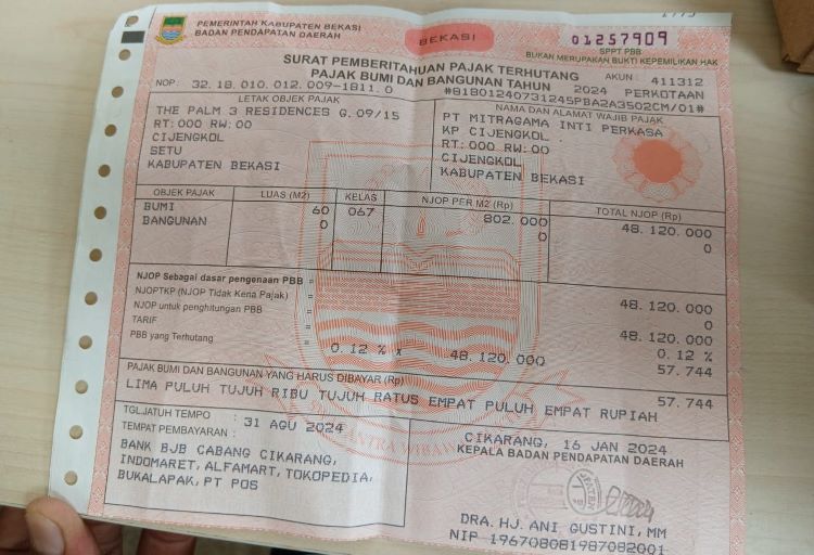 Badan Pendapatan Daerah (Bappenda) Kabupaten Bekasi telah mengambil langkah untuk menangguhkan Pajak Bumi dan Bangunan Perdesaan dan Perkotaan (PBB-P2) yang dibebankan kepada warga Perumahan La Palma Grande, Desa Cijengkol, Kecamatan Setu. Keputusan ini merupakan tindak lanjut atas rekomendasi yang disampaikan oleh Komisi I DPRD Kabupaten Bekasi beberapa waktu lalu.