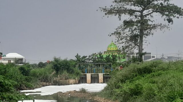 Kali Cibalok yang berada di wilayah Desa Karangrahayu, Kecamatan Karangbahagia, Kabupaten Bekasi, kembali menjadi sorotan warga. Pagi tadi, aliran kali tersebut dipenuhi busa putih yang mengeluarkan aroma bahan kimia menyengat.