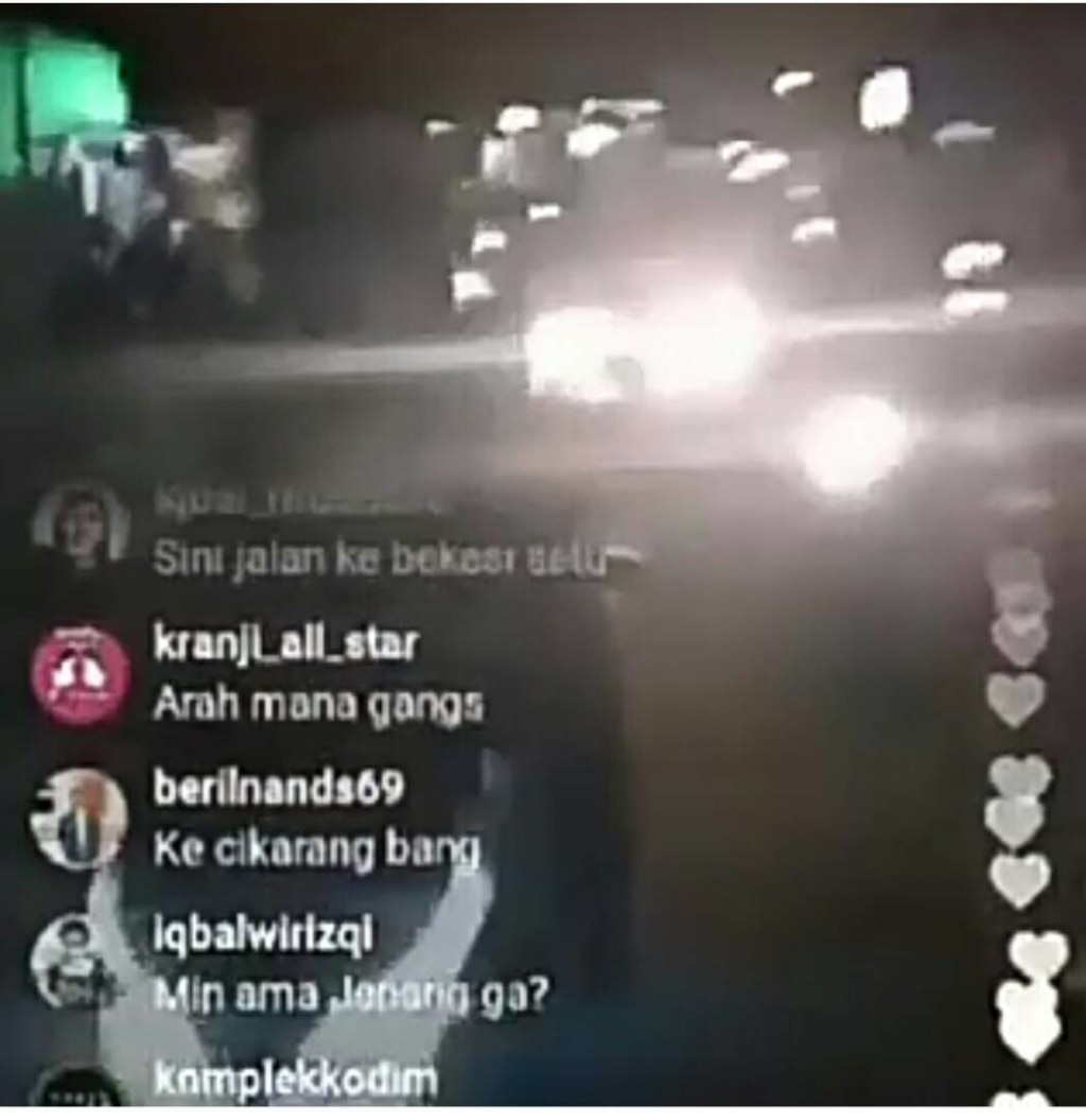 Live instagram tawuran di Bekasi.