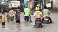 Selain menggenangi pemukiman warga, banjir akibat luapan Kali Bekasi juga merendam ruas Jalan Raya Pisangan, yang merupakan jalan utama penghubung antar kecamatan. Ketinggian air di jalan ini sempat mencapai satu meter sebelum akhirnya surut menjadi sekitar 40 cm.