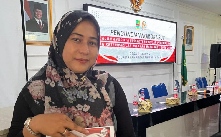 Calon anggota Badan Permusyawaratan Desa (BPD) periode 2026 - 2034 dari jalur keterwakilan perempuan di Desa Sukadami, Kecamatan Cikarang Selatan, Kabupaten Bekasi, Tati Nurhayati.